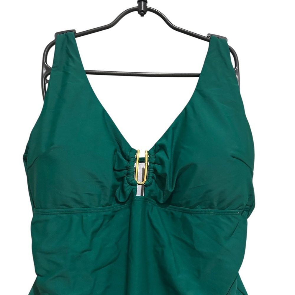 💚 B2PRITY Deep‑V Ruched One‑Piece Swimsuit – XXL – Tummy Control, Push‑Up - Picture 4 of 7